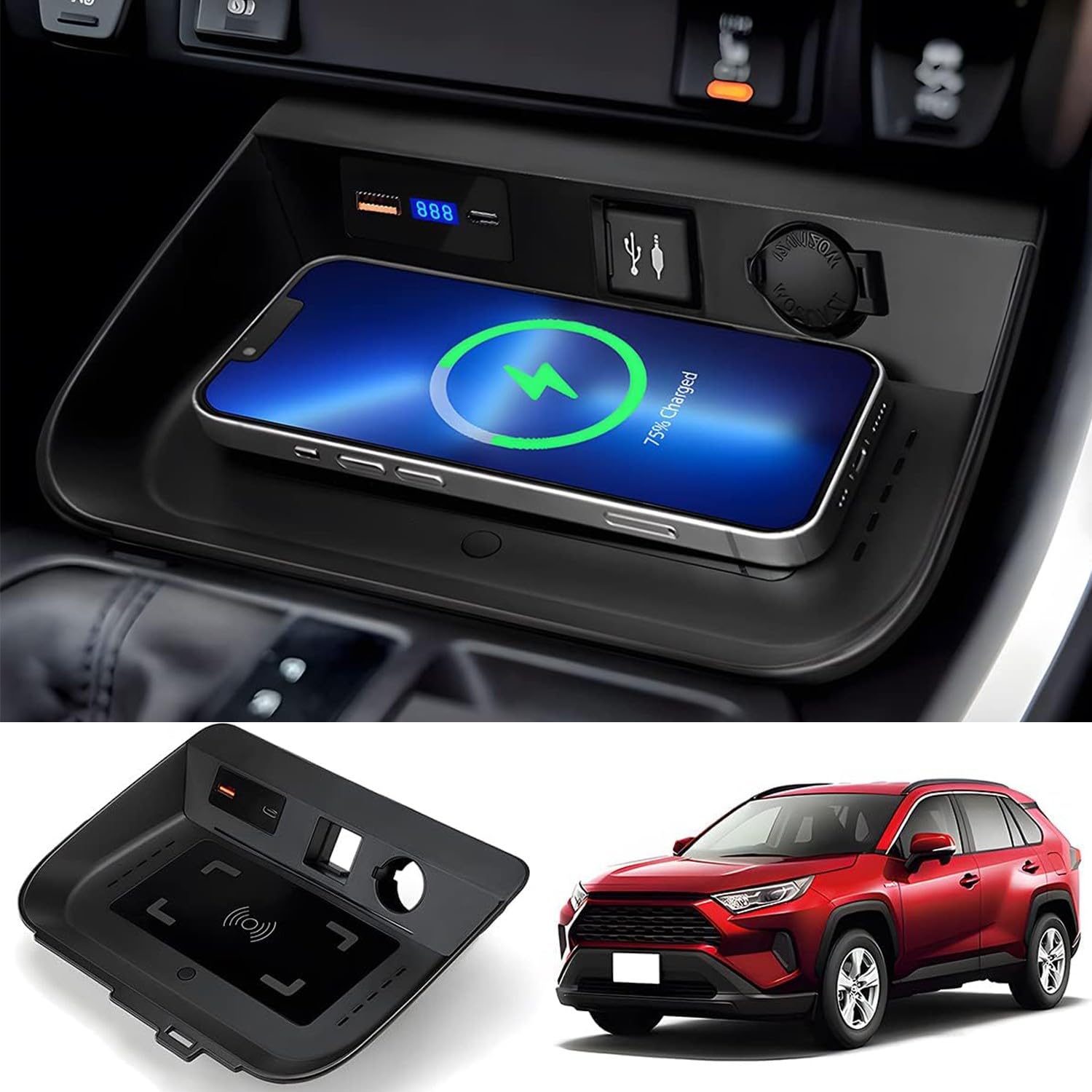 Amazon.co.jp: トヨタ 新型RAV4 50系 車載 ワイヤレス充電器 Qi充電器